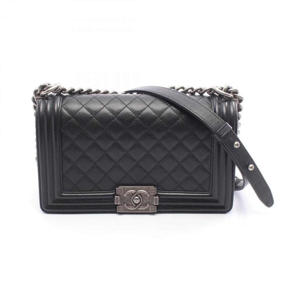 Chanel Boy Shoulder Bag Caviar Leather Grained Calfskin Black